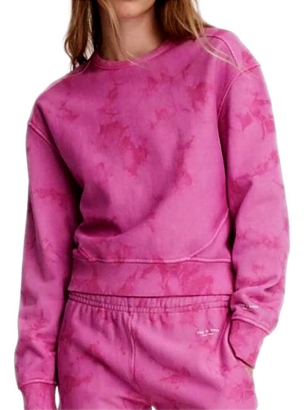 rag & bone Top Women's Sweatshirt City Tie Dye Terry Sweatshirt Pink Small